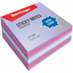 Бумага для заметок с клейким краем 75х75мм, 450л/шт, ассорти, 3 цвета,"Ultra Sticky" (Berlingo)