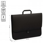 Портфель А4+ 2 отделения, на замке, пластик, черный (OfficeSpace)