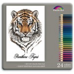 Карандаши цветные 24 цвета, "Тигр", трехгранный корпус, метал. упаковка (Феникс+)