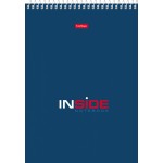 Блокнот А5,  80л, клетка, спираль, мелованный картон "Inside" (Hatber)