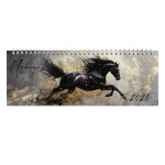 Планинг 2026г., 290х100мм, "ВОРОНОЙ КОНЬ", 64л, гребень, искусственная кожа, белый блок (Escalada)