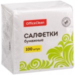 Салфетки бумажные 24х24см, 1-слойные, 100шт/уп, белый (OfficeClean)