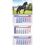 Календарь квартальный 2026г 3-х блочный на 3-х гребнях, бегунок, "Год Лошади. Вороной" (Lamark)