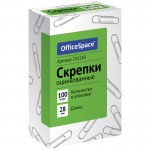 Скрепки 28мм, оцинкованные, 100шт/уп, в картонной коробке (OfficeSpace)