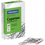 Скрепки 22мм, металлические, 100шт/уп,в картонной упаковке (OfficeSpace)