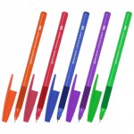 Ручка шариковая "i-STICK POINT NEON", тонированный корпус, резиновый упор, 0,35мм, синий (Brauberg)