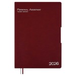 Ежедневник 2026г.,А4, 210х2297мм,бордовый, 120л, кожзам, мягкий переплет, маталл.шильд (Escalada)