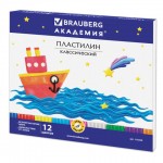 Пластилин 12 цветов, 240гр, со стеком (Brauberg)