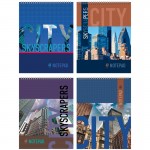 Блокнот А5, 60л, клетка, спираль, мелованный картон "City" (BG)