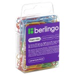 Скрепки 28мм, виниловое покрытие ассорти, 100шт/уп, в пластиковой коробке (Berlingo)