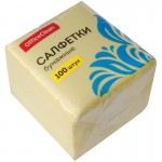 Салфетки бумажные 24х24см, 1-слойные, 100шт/уп, желтый (OfficeClean)