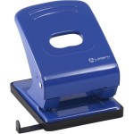 Дырокол до 40 листов "Metallic", металл, фиксатор, встроенная линейка, синий (Lamark)