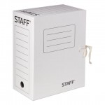Папка с завязками архивная A4 150х325х250мм, складной, микрогофрокартон, белый (Staff)