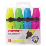 Набор текстовыделителей  4 шт., АССОРТИ, «DELTA», линия 1-5 мм (Brauberg)