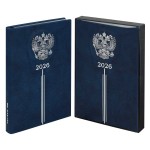 Ежедневник 2026г., 146х211мм, синий176л, кожзам, кремовый блок, тиснение фольгой (Escalada)