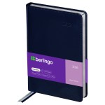 Ежедневник 2026г., А5, 184л., кожзам, "Silver Pristine", сер. срез, синий (Berlingo)