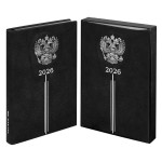 Ежедневник 2026г., 146х211мм, черный, 176л, кожзам, кремовый блок, тиснение фольгой (Escalada)