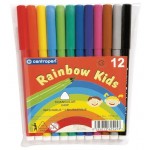 Фломастеры 12 цветов, круглый, смываемые, "Rainbow Kids" (Centropen)