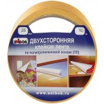 Клейкая лента 50мм х 25м, двусторонняя, полипропиленовая основа (Unibob)