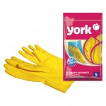 Перчатки резиновые "York", с х/б напылением, размер S, 1 пара/уп, суперплотные