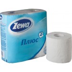 Бумага туалетная "Zewa Плюс", 2-слойная, белый, 4рул/уп