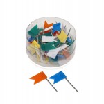 Кнопки-гвоздики 20мм, ассорти,  50шт/уп, флажок, в пластиковой баночке (Index)