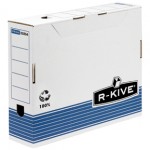 Короб архивный 100х315х260мм "R-Kive Prima", складной, гофрокартон, белый/синий (Fellowes)