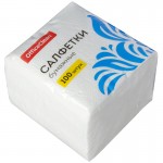 Салфетки бумажные 23х23см, 1-слойные, 100шт/уп, белый (OfficeClean)