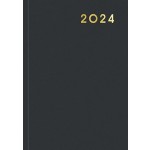 Ежедневник 2024г., 145х210мм, черный, "Class", 160л, бумвинил, белый блок (Lamark)