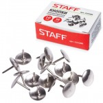 Кнопки-гвоздики 10мм, металлические, никелированные, 50шт/уп (Staff)