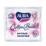 Ватные палочки "Aura" 100шт/уп, полиэтиленовый пакет