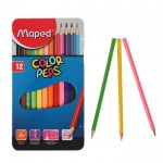 Карандаши цветные 12 цветов, "Color Peps", трехгранный корпус, металлическая упаковка (Maped)