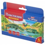 Пластилин восковой 6 цветов "Забавные зверята", 90гр, со стеком (Hatber)