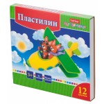 Пластилин 12 цветов "Ушастики", 240гр, со стеком (Hatber)