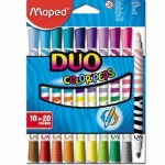 Фломастеры 20 цветов, "Color*Peps Duo", двухсторонние, смываемые (Maped)
