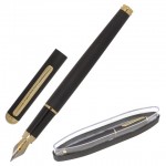 Ручка перьевая "Maestro", корпус-металл, черный, золото, синий (Brauberg)