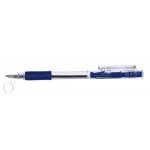 Ручка шариковая автоматическая, резиновый упор, корпус прозрачный, 0,7мм, синий (Workmate)