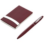 Набор: Ручка + Визитница "Махагон", 17х14х2,5 см, бордовый (Калейдоскоп)
