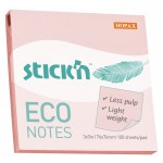 Бумага для заметок с клейким краем 76х 76мм, 100л/шт, "Eco", пастельно-розовый (Stick'N)