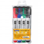 Набор маркеров для доски, пулевидный наконечник, 4 цвета, 3мм, на магнитах (OfficeSpace)