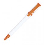 Ручка шариковая "Olly", белый, оранжевый клип