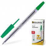Ручка шариковая "Line", прозрачный корпус, 1мм, зеленый (Brauberg)