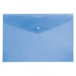 Папка-конверт на кнопке А4, прозрачный пластик, синий, 0,18мм (Бюрократ)