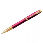 Ручка-роллер "IM Premium Red GT", корпус-нерж.сталь, золото (Parker)