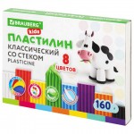 Пластилин  8 цветов "Kids", 160г, со стеком (Brauberg)