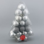 Набор шаров пластик d-5см,34шт "Серебристые узоры", серебро  (Зимнее волшебство)