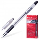 Ручка шариковая "Ultra L-30", прозрачный, резиновый упор, 0,6мм, черный (Erich Krause)