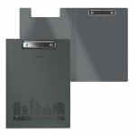 Папка-планшет А4, зажим, крышка, до 100л, "Megapolis", внутр. карман, пластик, серый (Erich Krause)