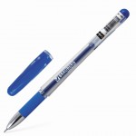 Ручка гелевая "Geller", синий матовый, резиновый упор, игольчатый, 0,5мм, синий (Brauberg)
