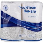 Бумага туалетная "Premium", 3-слойная, белый, 145м, 4рул/упак (OfficeClean)